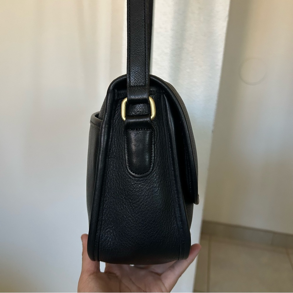 Coach Black Pebbled Leather Shoulder Bag with Gold Hardware - Picture 3 of 16